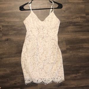 White lace body on dress
